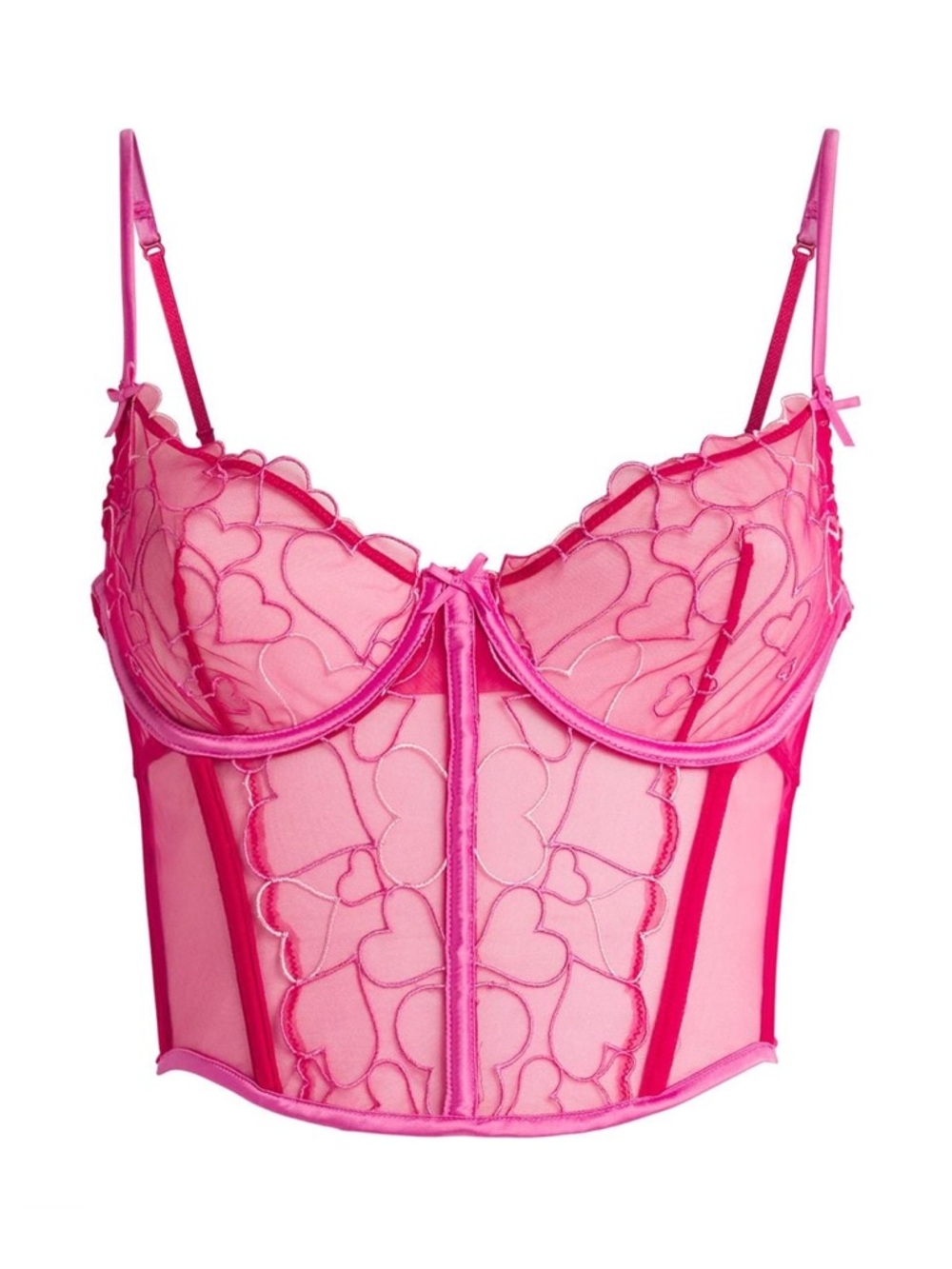 NWT skims hearts embroidered tulle unlined demi corset bra top